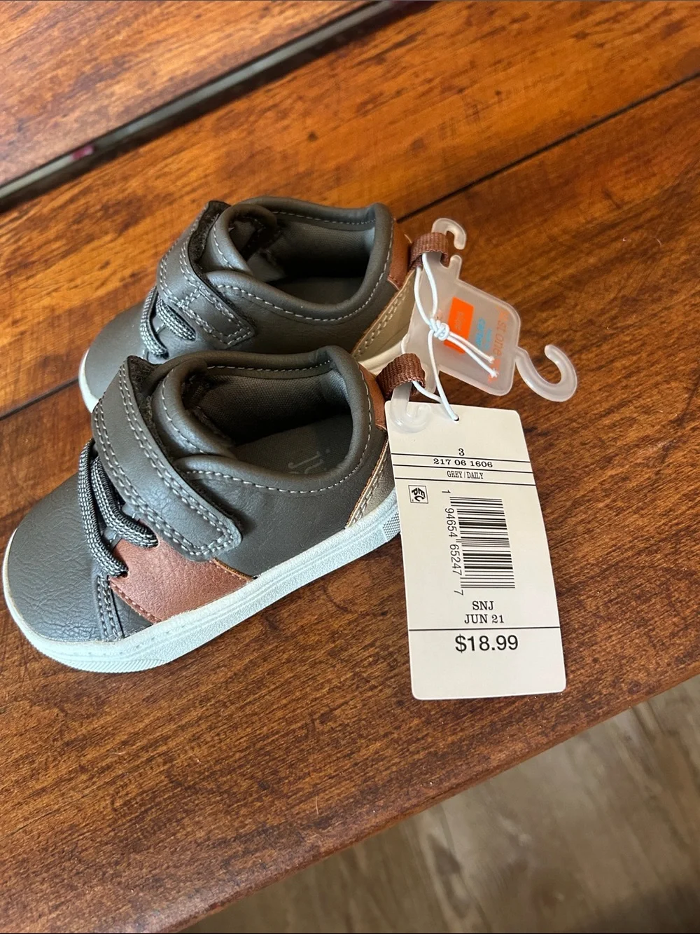 NWT Carter's Gray Toddler Sneakers with White Soles